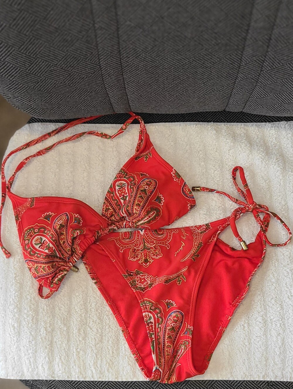 Baby Phat Red Paisley Triangle Bikini Set